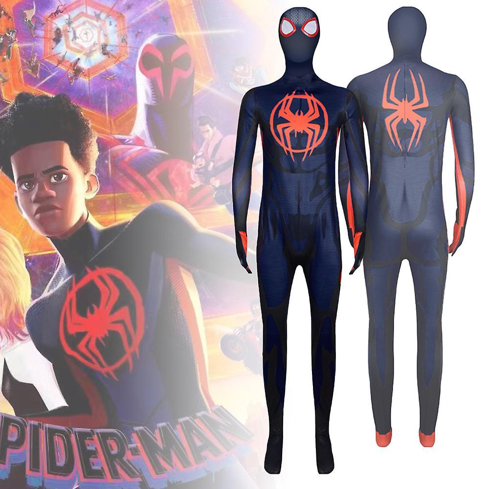 Waytogo Spider-man: Across The Spider-verse Movies Theme Cosplay Costume For Adults, Spiderman Miles Morales Jumpsuit Halloween Party Fancy Dress 190