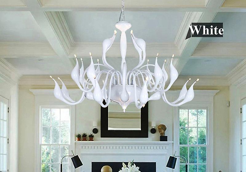 Atuto Gorgeous Swan LED Chandeliers Bedroom Foyer Villa Pendant Lights Lustre Black White Red Gold Hanging Lamp Home Decor Fixture White Color 12 L...