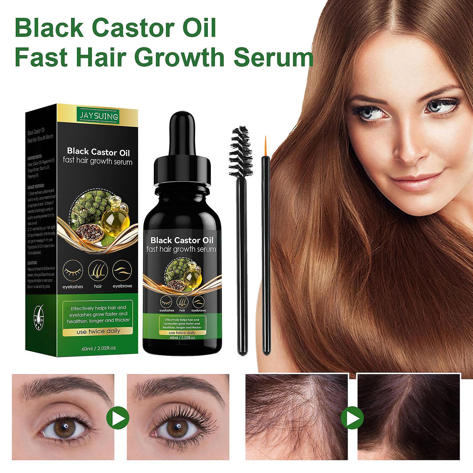 Kakanwo Black Castor Oil Fast Hair Growth Serum Ginger Mint Oil 60Ml Clearance White Free Size