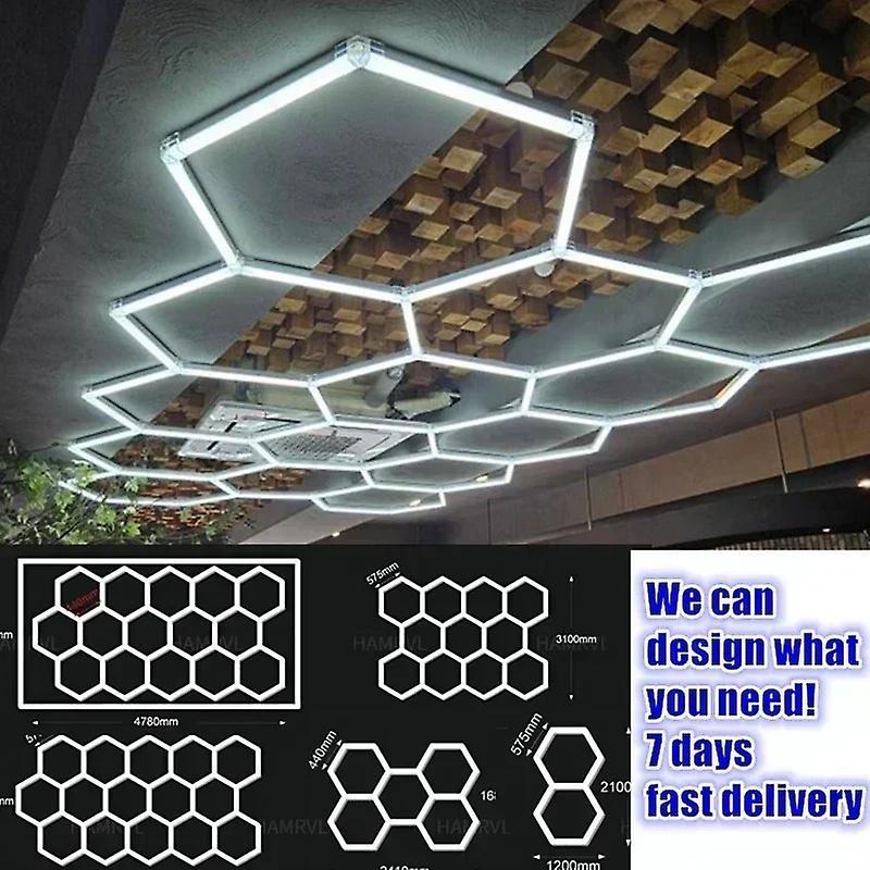 Jelivey Customize Lighting for Garage Hexagon Led Light  for Auto Detailing,Honeycomb Hexagon Ceiling Lamp for Car Wash Beauty Station CZ-440