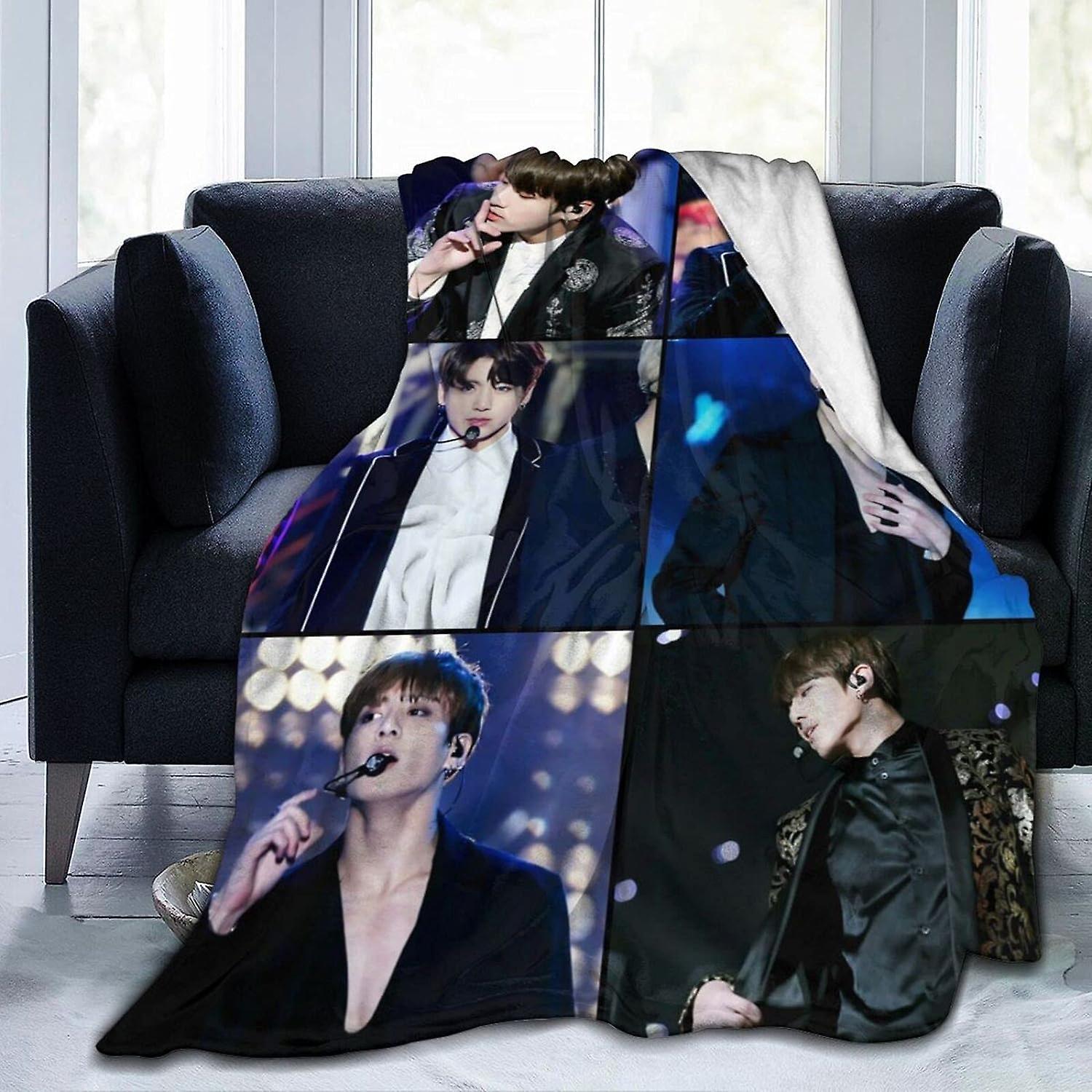 Kerota Blanket Jungkook Soft Flannel Fleece Throw Blanket Soft Flannel All-Season Room Decoration Carpets ABD4260 60x50in 150x125cm