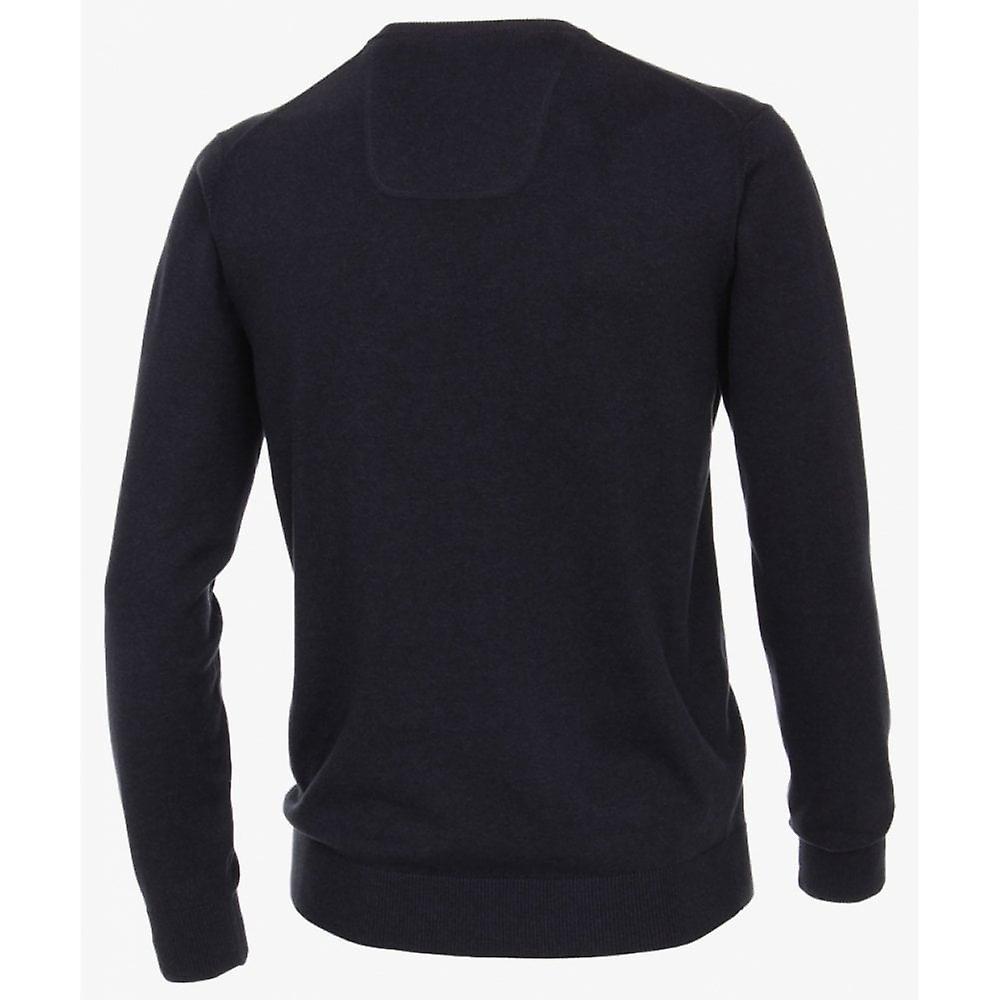 Men's CASA MODA Casa Moda Plain Pima Cotton V Neck Knitwear Navy Xxl