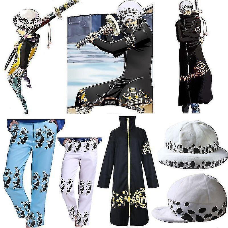 Syhrm Anime One Piece Trafalgar Law Cosplay Costume Men Cos Unisex Long Coat Cloak Hat M