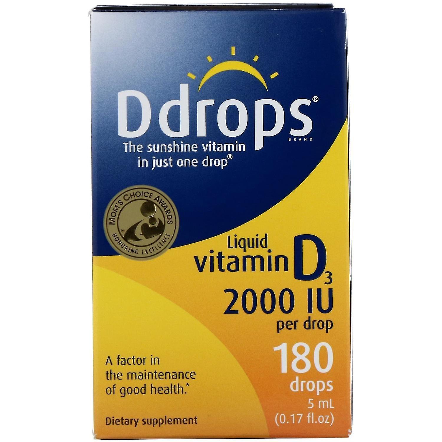 Ddrops, Liquid Vitamin D3, 2,000 IU, 0.17 fl oz (5 ml)