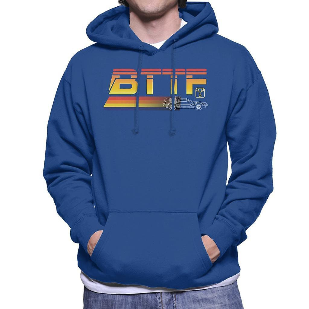 Back to the Future Delorean Zooming Men's Hooded Sweatshirt Royal Blue Medium