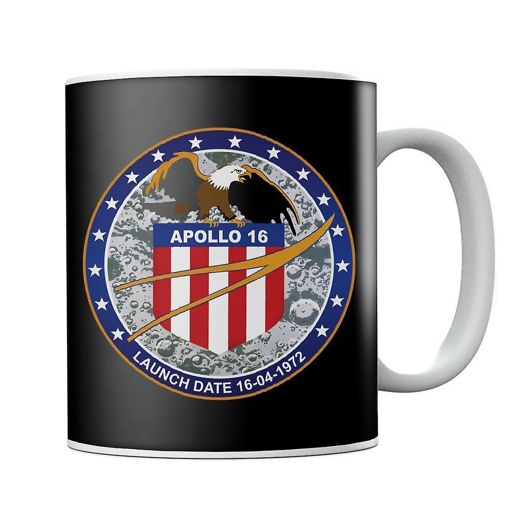 NASA Apollo 16 Mission Badge Mug Black 10oz