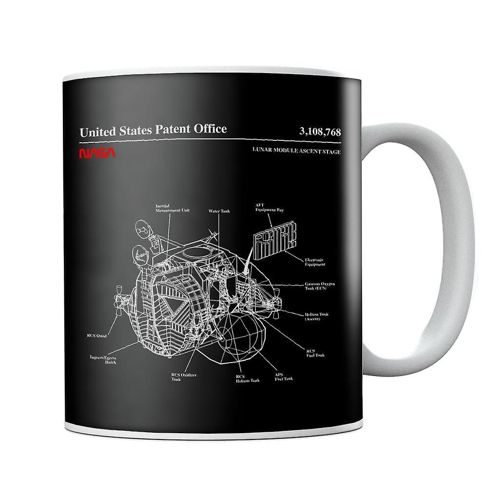 NASA Lunar Module Ascent Stage Blueprint Mug Black 10oz