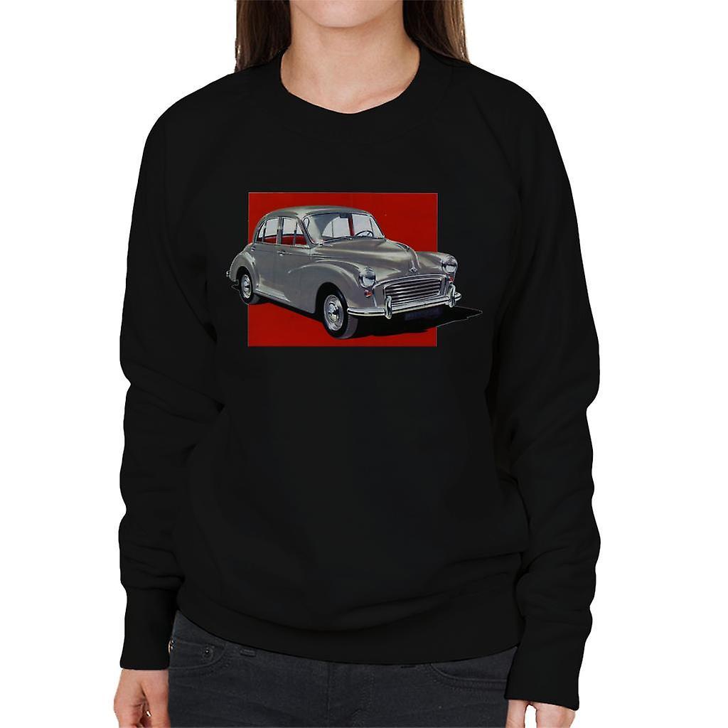 Morris Minor Red Background British Motor Heritage Women's Sweatshirt Black X-Large