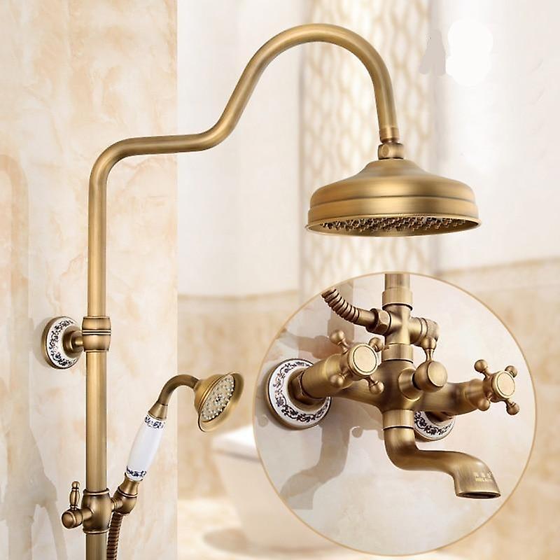 Slowmoose Antique Brass Wall-mounted Hardware Set -toilet Paper-holder Shower System A