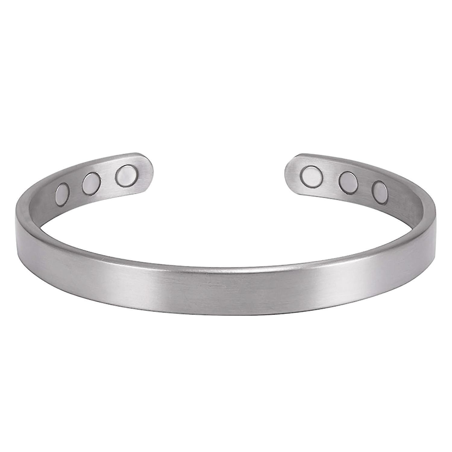 Niutu0 Copper Magnetic Bracelet Women Men Arthritis Pain Magnets Cuff Healing Therapy silver