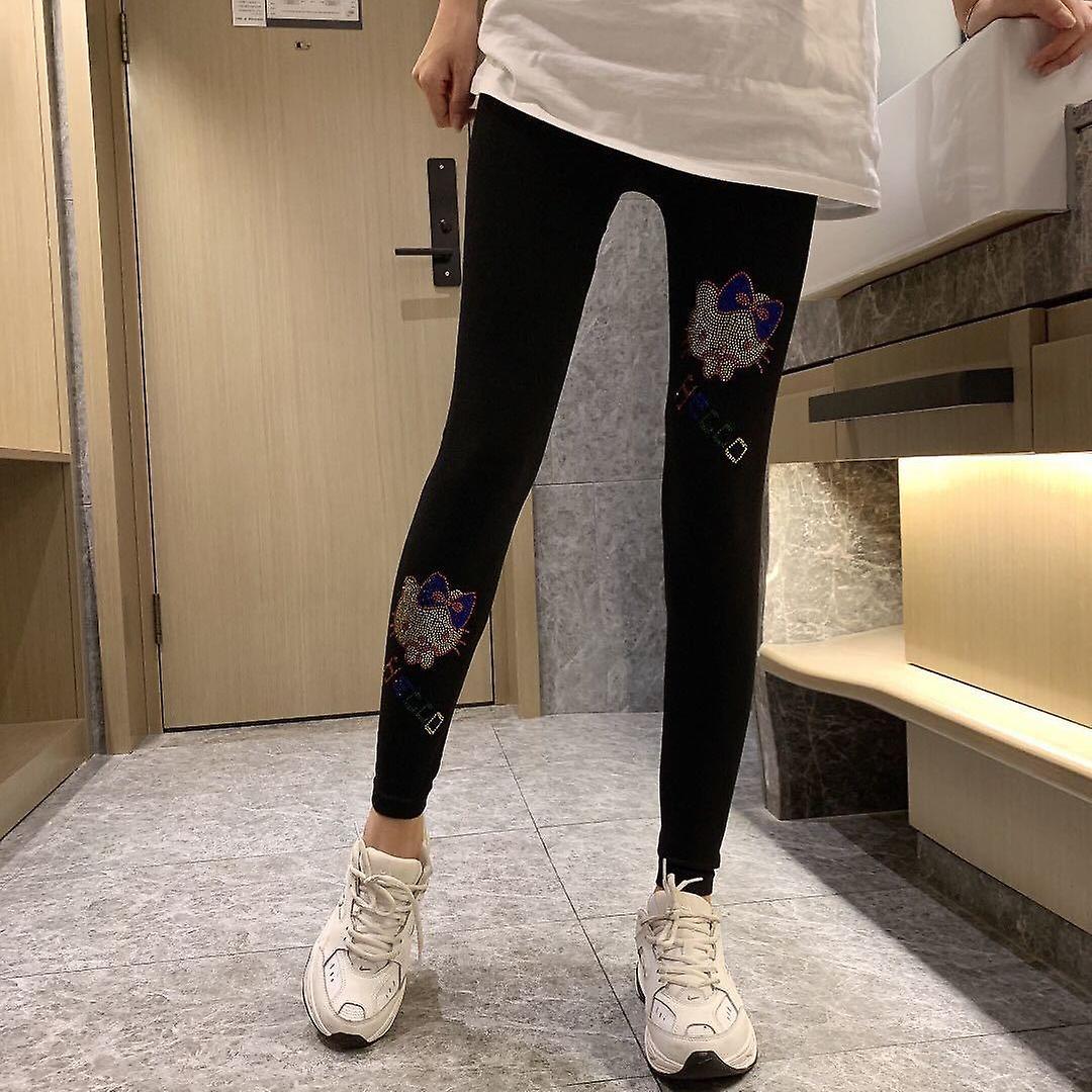 Aionyaaa Sanrio Hello Kitty Cartoon Pants Y2k Women's Printed Slim Fit Pants Tight Leggings Fashion Comfortable High Elastic Sports Pants 10 40-60kg