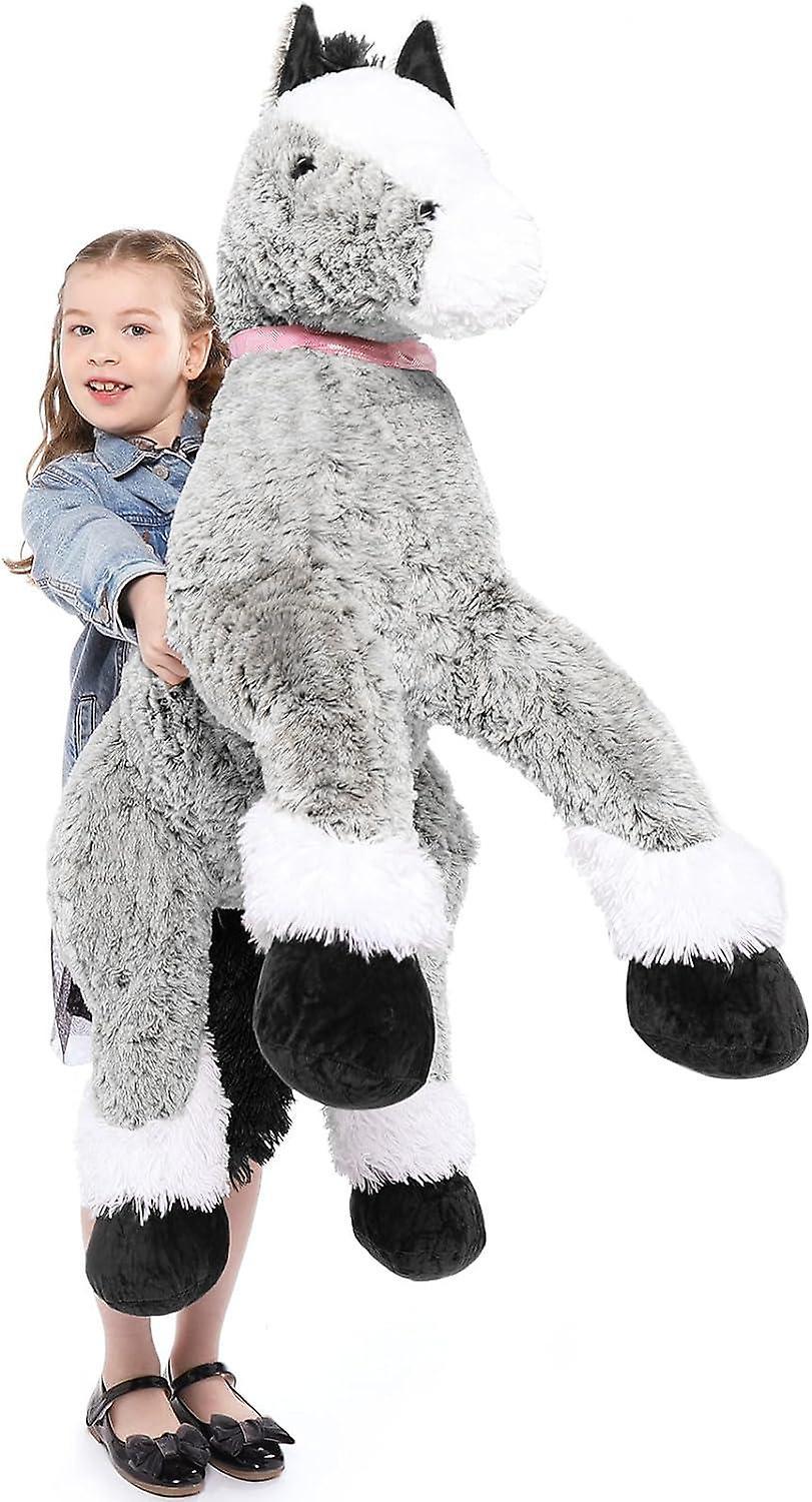 Gemdeck Giant Horse Stuffed Animal, Long Horse Plush Pillow Toy Grey 120cm