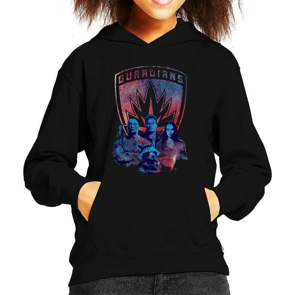 Marvel Guardians Of The Galaxy Vol 2 Shield And Galaxy Kid's Hooded Sweatshirt Black X-Small (3-4 yrs)