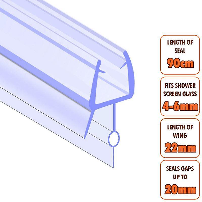 ECOSPA Bath Shower Screen Door Seal Strip - for 4-6mm Glass - Seals Gaps to 21mm Clear 900mm