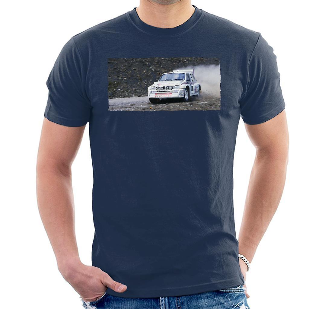 MG Metro 6R4 Drifting British Motor Heritage Men's T-Shirt Navy Blue Large