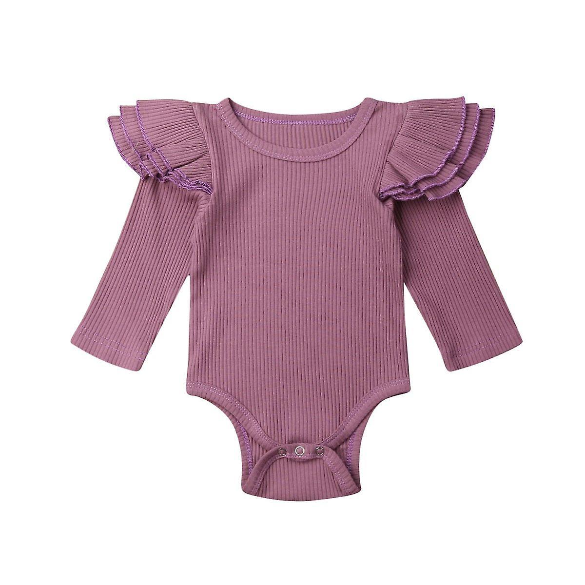 Slowmoose Spring/autumn Long Sleeve Bodysuit For Babies Purple 3M