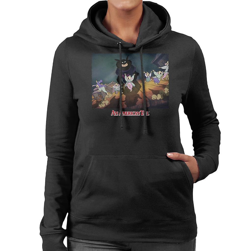 An American Tail Cossack Cats Looming Women's Hooded Sweatshirt Black Large