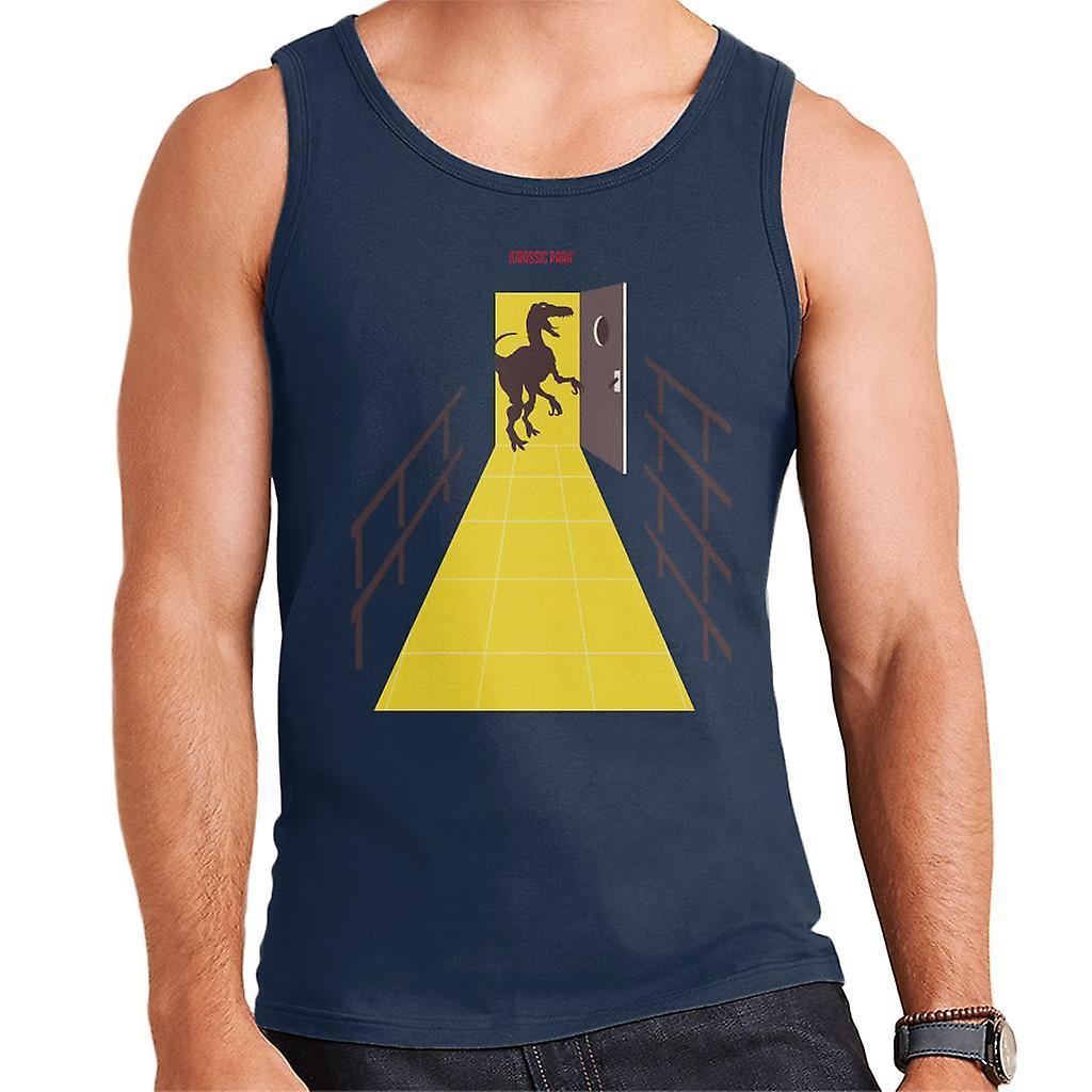 Jurassic Park Velociraptor Opening Door Men's Vest Navy Blue Large