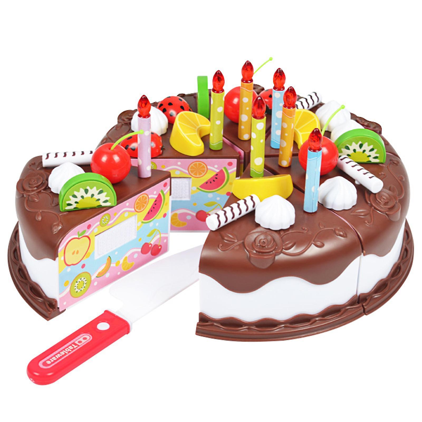 unbrand Play Birthday Cake Children's Day Gift Play Food Toy Set DIY Cutting Pretend Play Birthday Party Cake With Candles For Children Kids Classi...