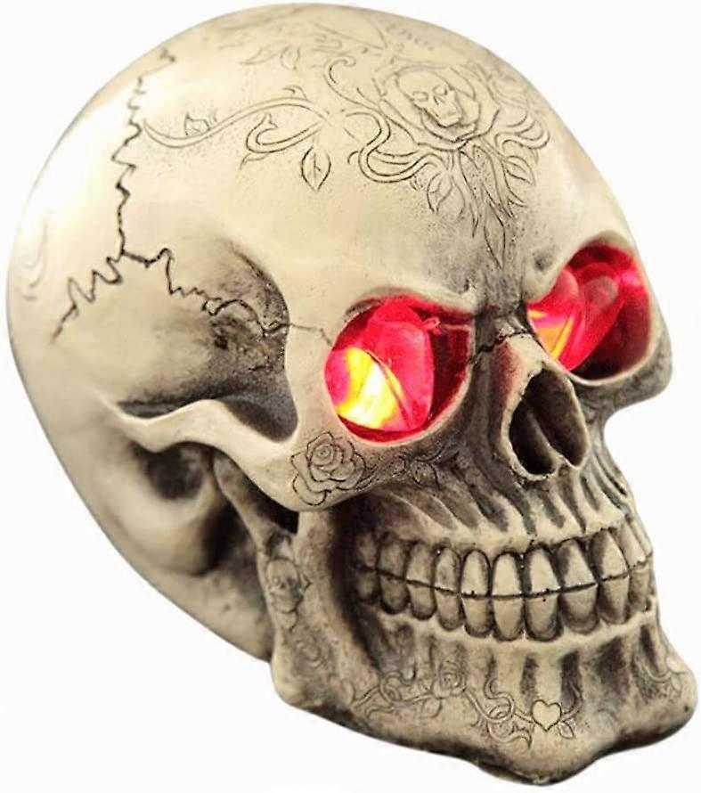 Linkrunning Halloween LED Glowing Skull Light Decorative Night Light with LED Light Up Eyes Skull for Ornament Patterned Skull