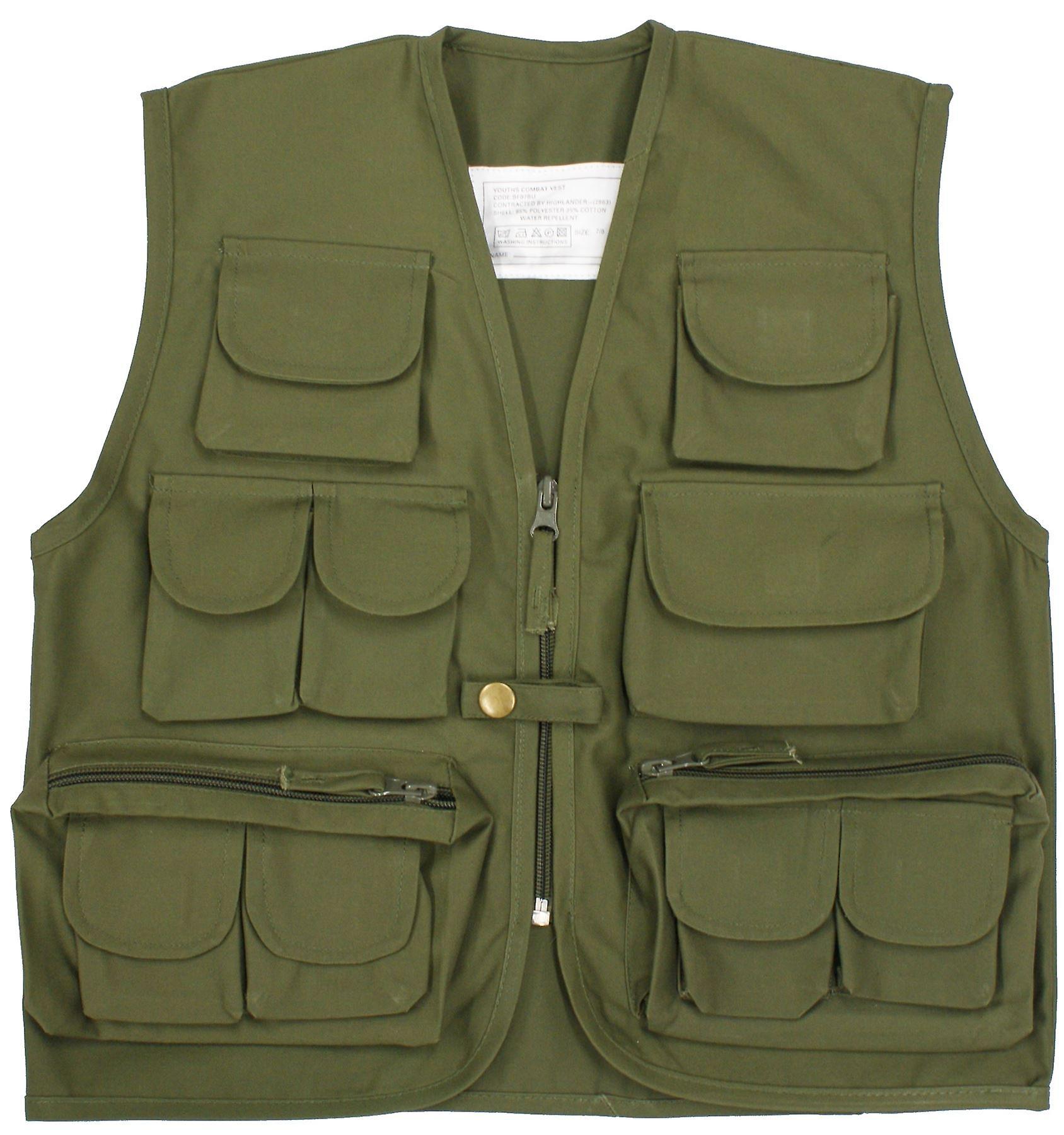 RTC New Kids Multi Pocket Waistcoat Vest Army Uniform Olive Large