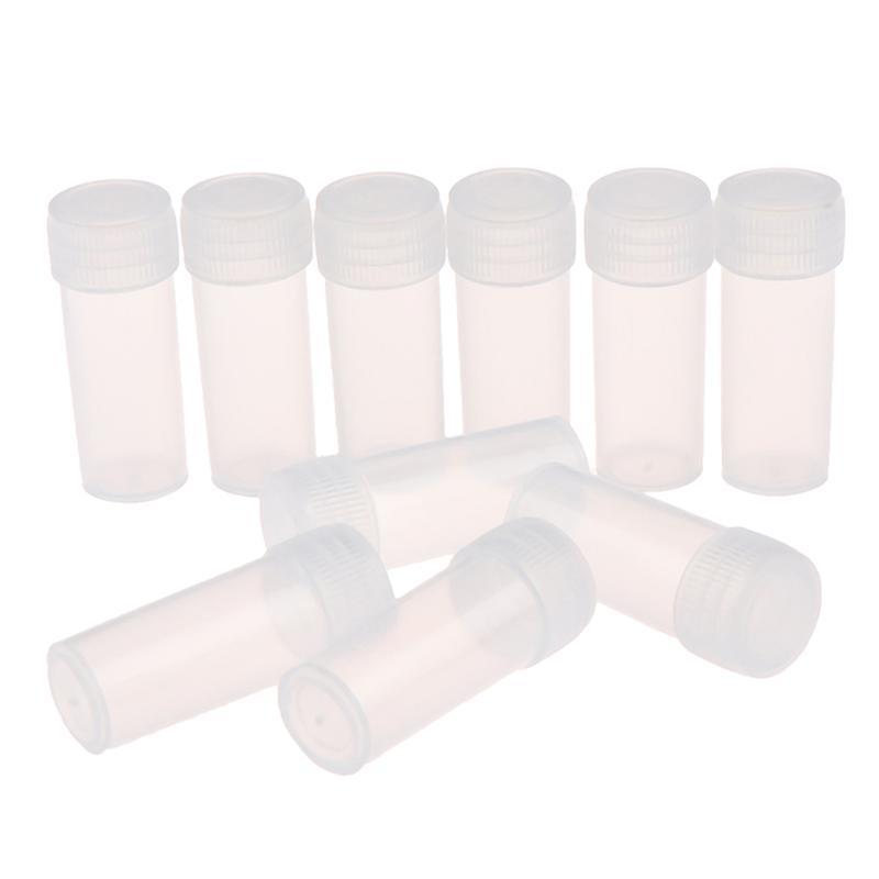 Shanghai Yiting Trading Co Ltd 100Pcs 5ml Plastic Test Tubes Screw Cap Bottles For School Chemistry Supplies SHYTMV One Size