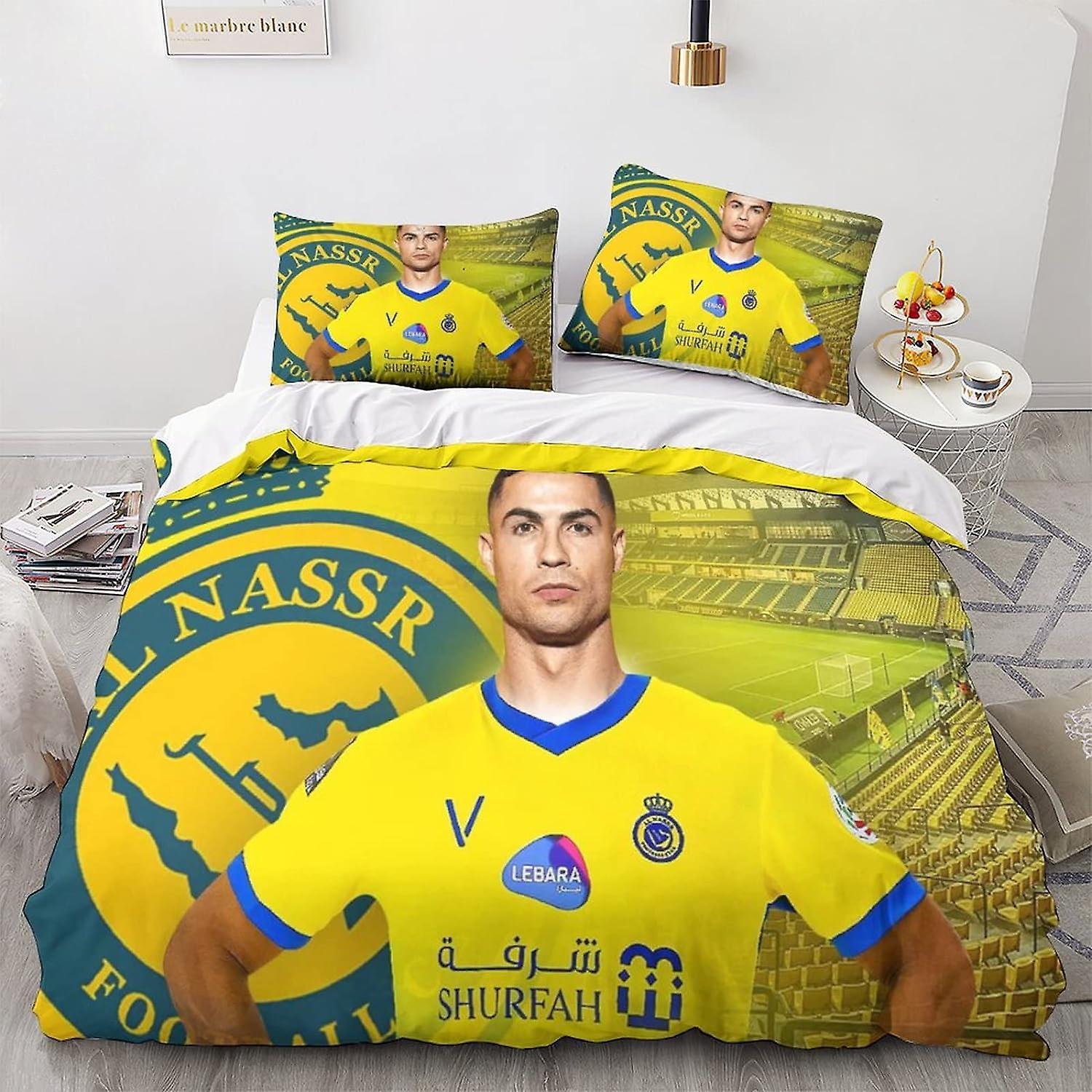 Kerota Cristiano Ronaldo Al NASSR Duvet Cover, 3 Piece Bedding Set, Football Star Cover Sets, Bedding Set with Pillowcase Double200x200cm