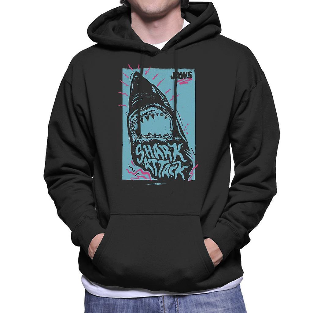 Jaws Shark Attack Wave Men's Hooded Sweatshirt Black X-Large