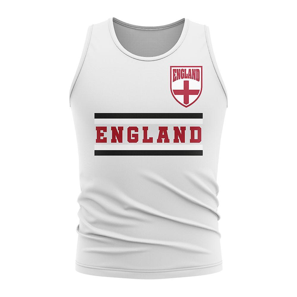 UKSoccerShop England Core Football Country Sleeveless Tee (White) XSB (3-4 Years)