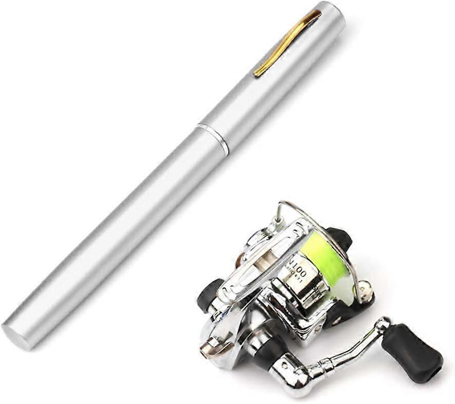 Ersam Fishing Rod Reel Combo Mini Pen Fishing Rod Kit Telescoping Fishing Rod Swivel Reel Combo Kit