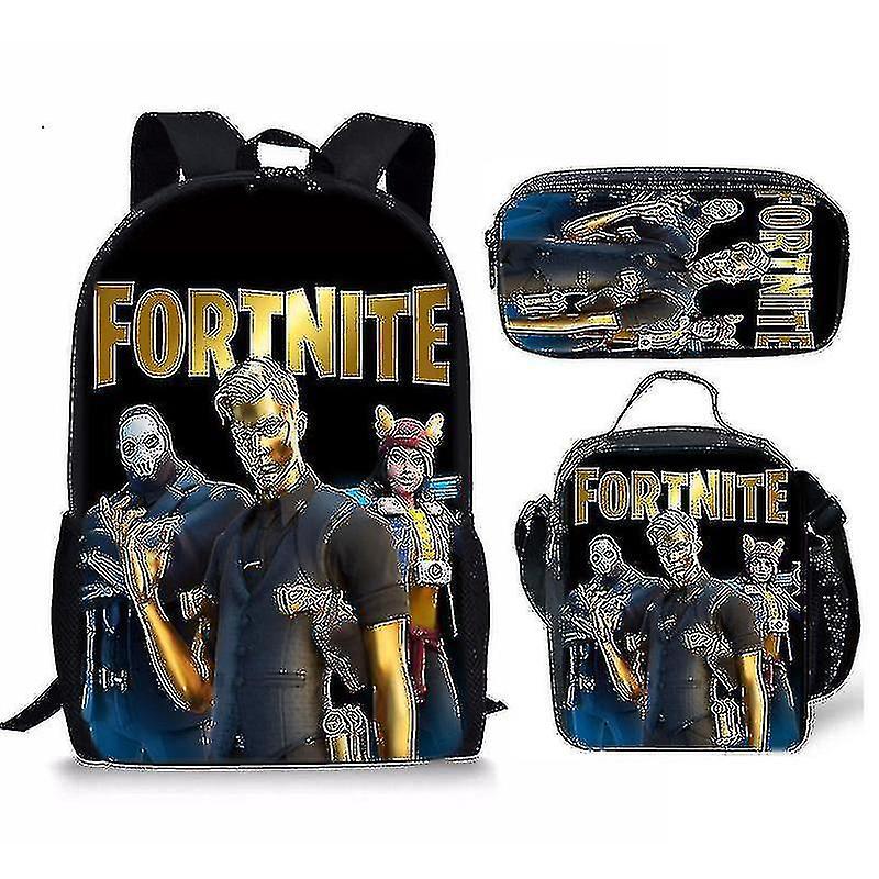 DUqi Fortnite Student School Bag Fortnite Three-piece Package Pen Bag Backpack