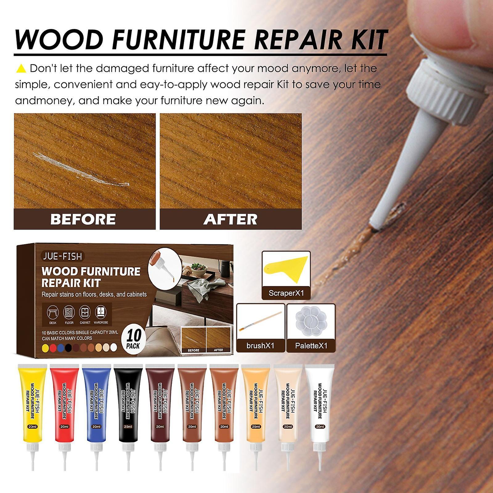 Gaoguang Wooden Furniture Repair Adhesive Set,10 Pcs For Repairing Floors, Furniture, Tables, Cabinets, With Brushes And Scrapers And Palettes A