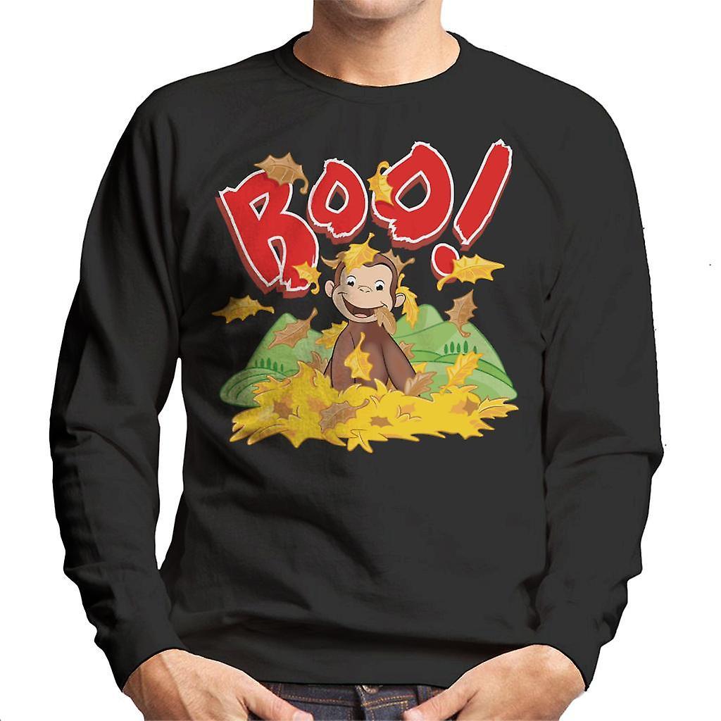 Curious George Boo In The Leaves Men's Sweatshirt Black X-Large