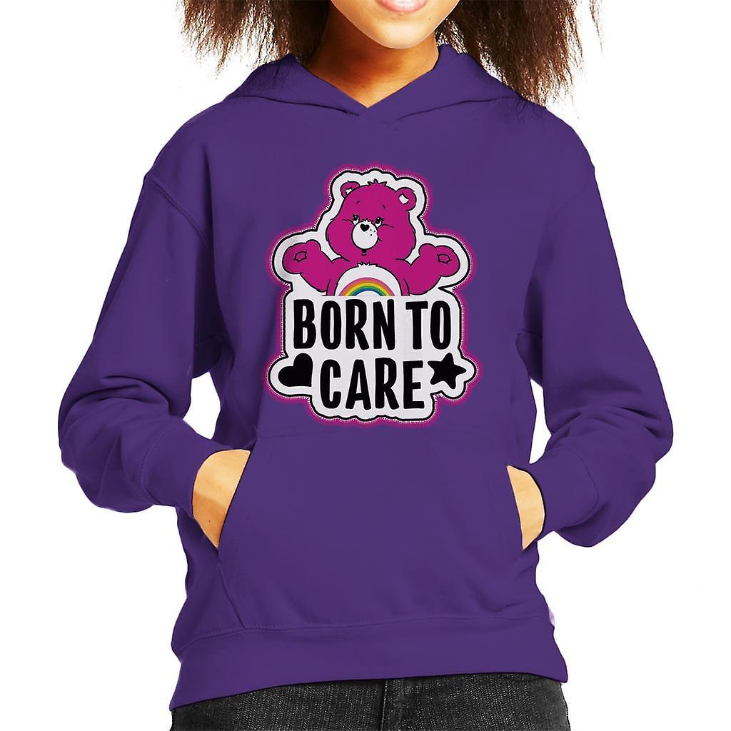 Care Bears Cheer Bear Born To Care Kid's Hooded Sweatshirt Purple Large (9-11 yrs)