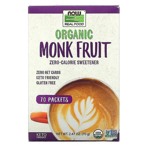 Now Foods, Real Food, Organic Monk Fruit Zero-Calorie Sweetener,  70 Packets, 2.47 oz (70 g)