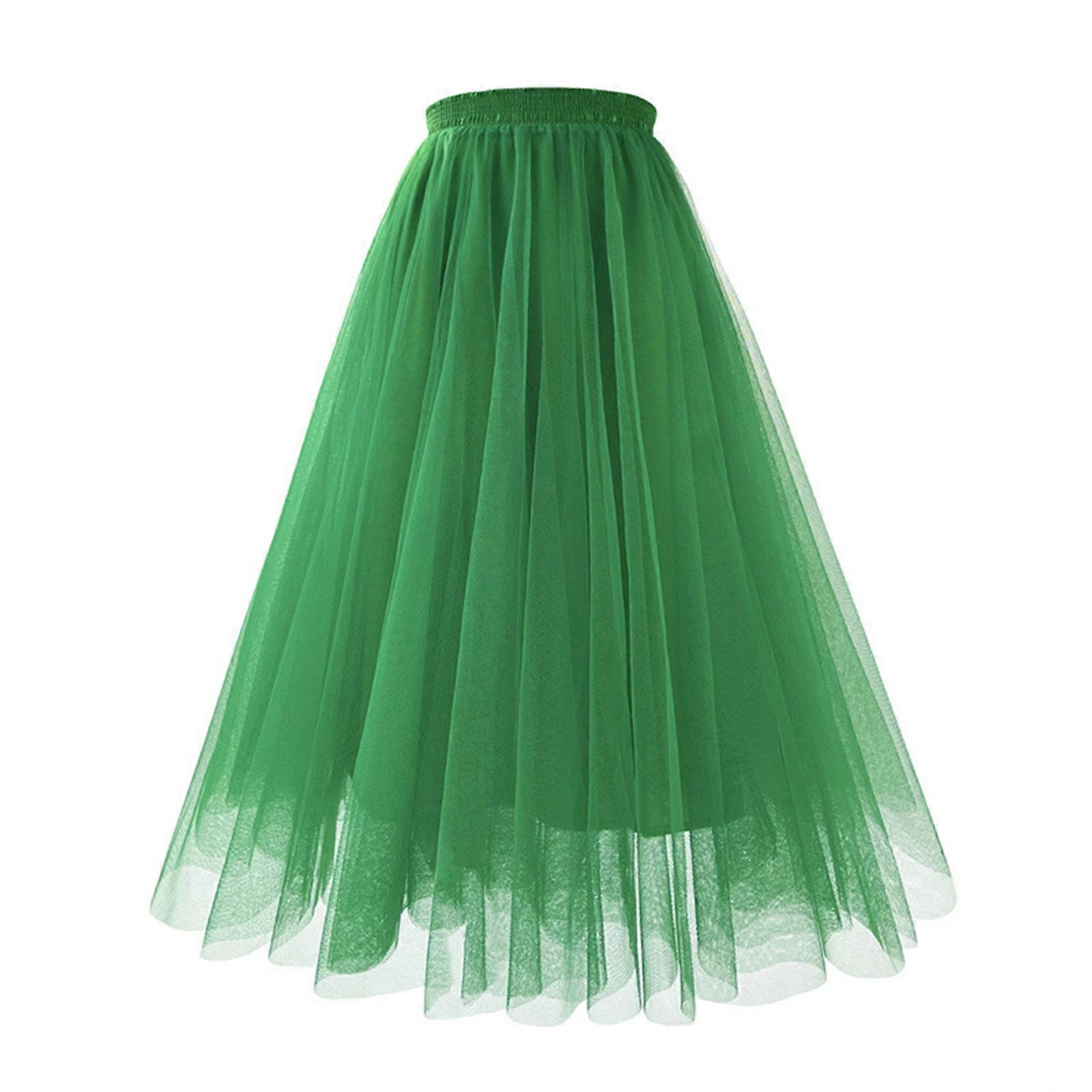 Taishh Womens Pleated Gauze Knee Length Skirt Adult Dancing Skirt Green B M