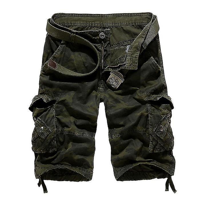 Shinestar Mens Cargo Shorts Pants Casual Army Military Camo Combat Army Trousers Army Green 30