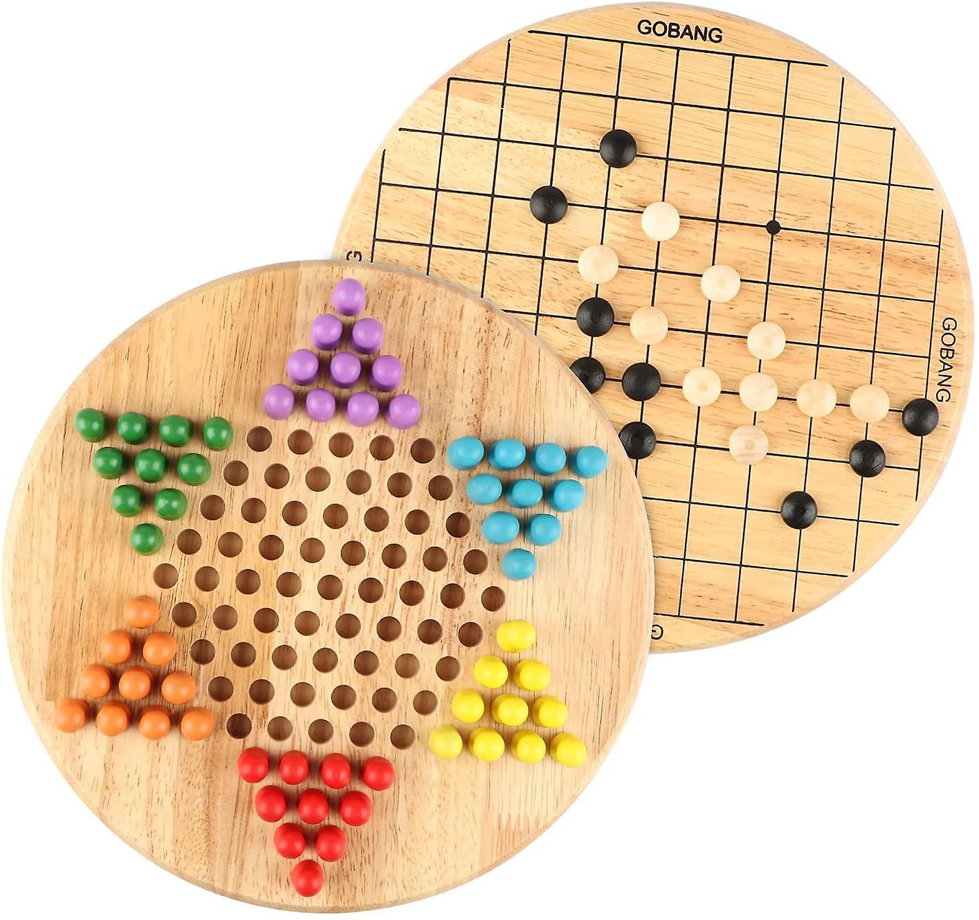 Ersam 2 In 1 Wooden Chinese Checkers & Gobang (five In A Row) Wooden Board Game For Family Classic Puzzle Toys & Table Games Chiristmas Gift For Kids