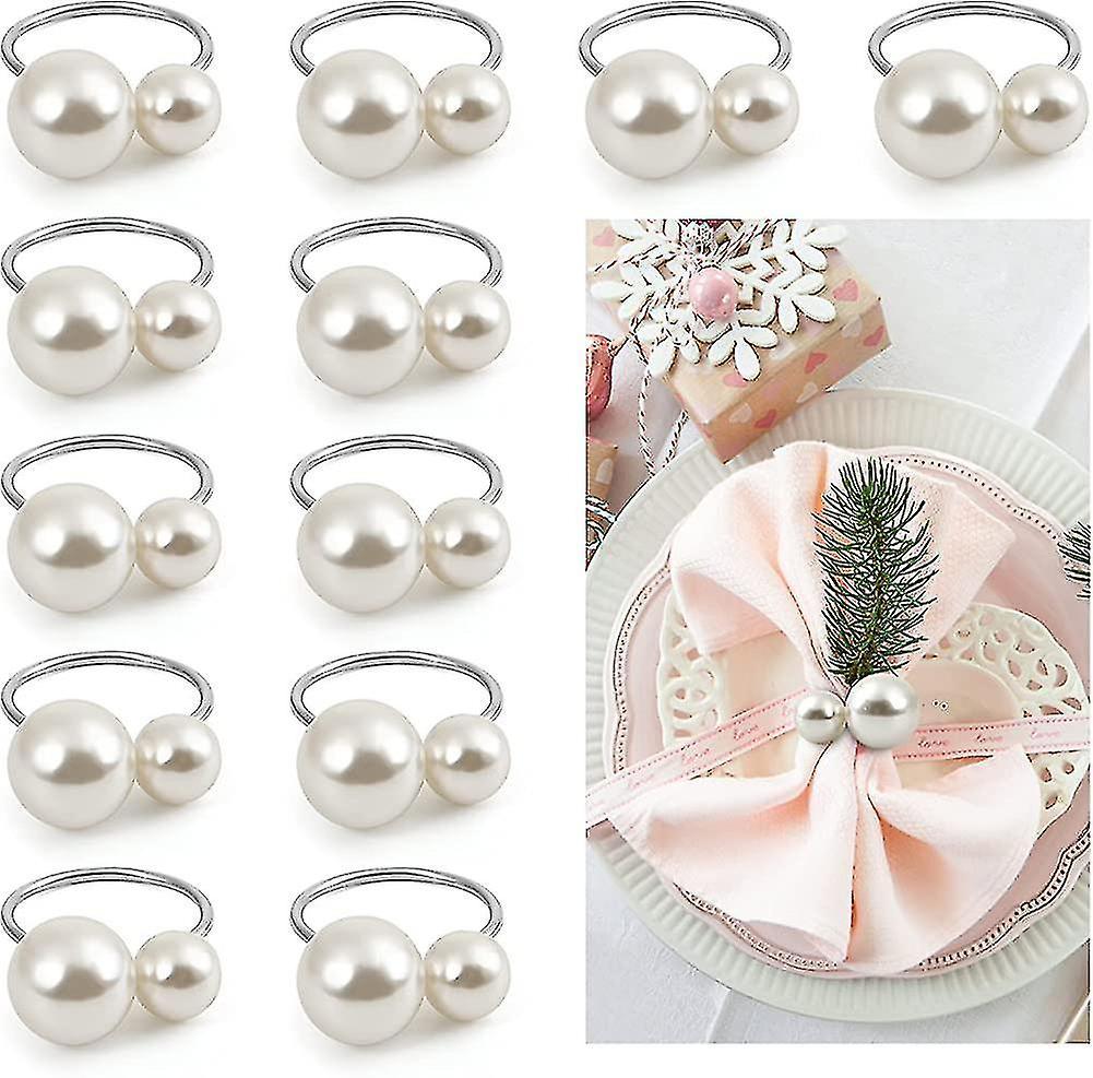 Manchalk Napkin Rings, Set Of 12 Pearl Napkin Rings, Gold/silver Napkin Ring Holders