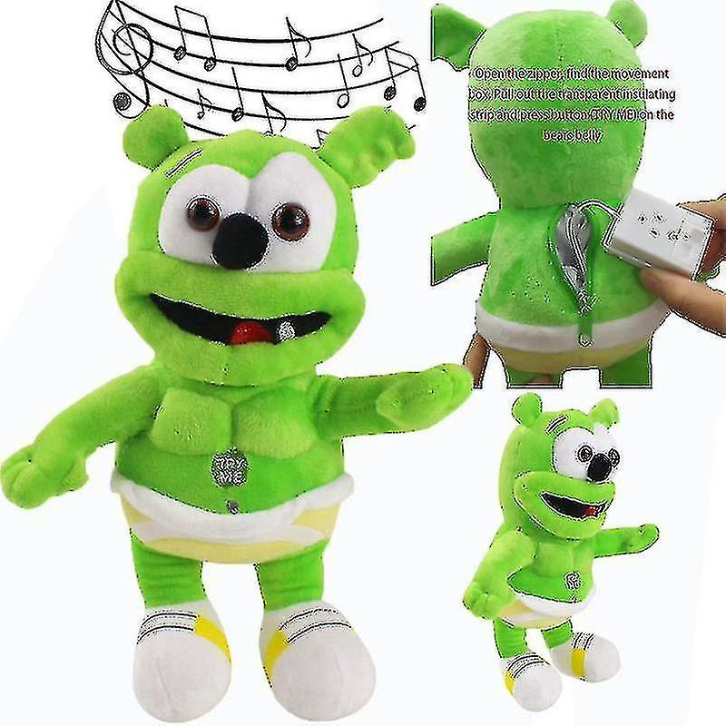 Elciaicle 30cm Singing Gummy Plush Toys With Music Voice Gummy Bear Stuffed Dolls Peluche Sounding Bear Plushie Toys Baby Toys For Kids