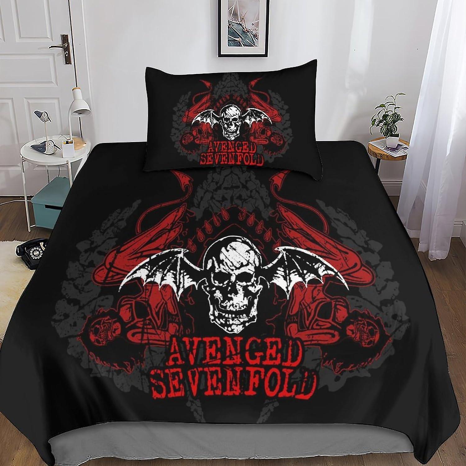 Kerota 3D Heavy Metal Duvet Covers Microfiber Bedding Set 2 Pcs Skull Duvet Cover Set with Zipper Closure Adults Pillowcases Single Single135x200cm