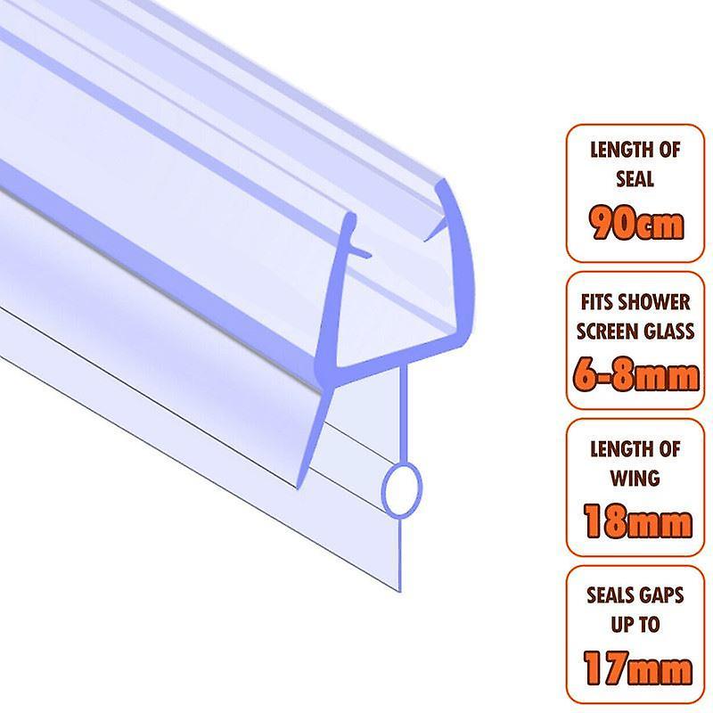 ECOSPA Bath Shower Screen Door Seal Strip - for 6-8mm Glass - Seals Gaps to 17mm Clear 900mm