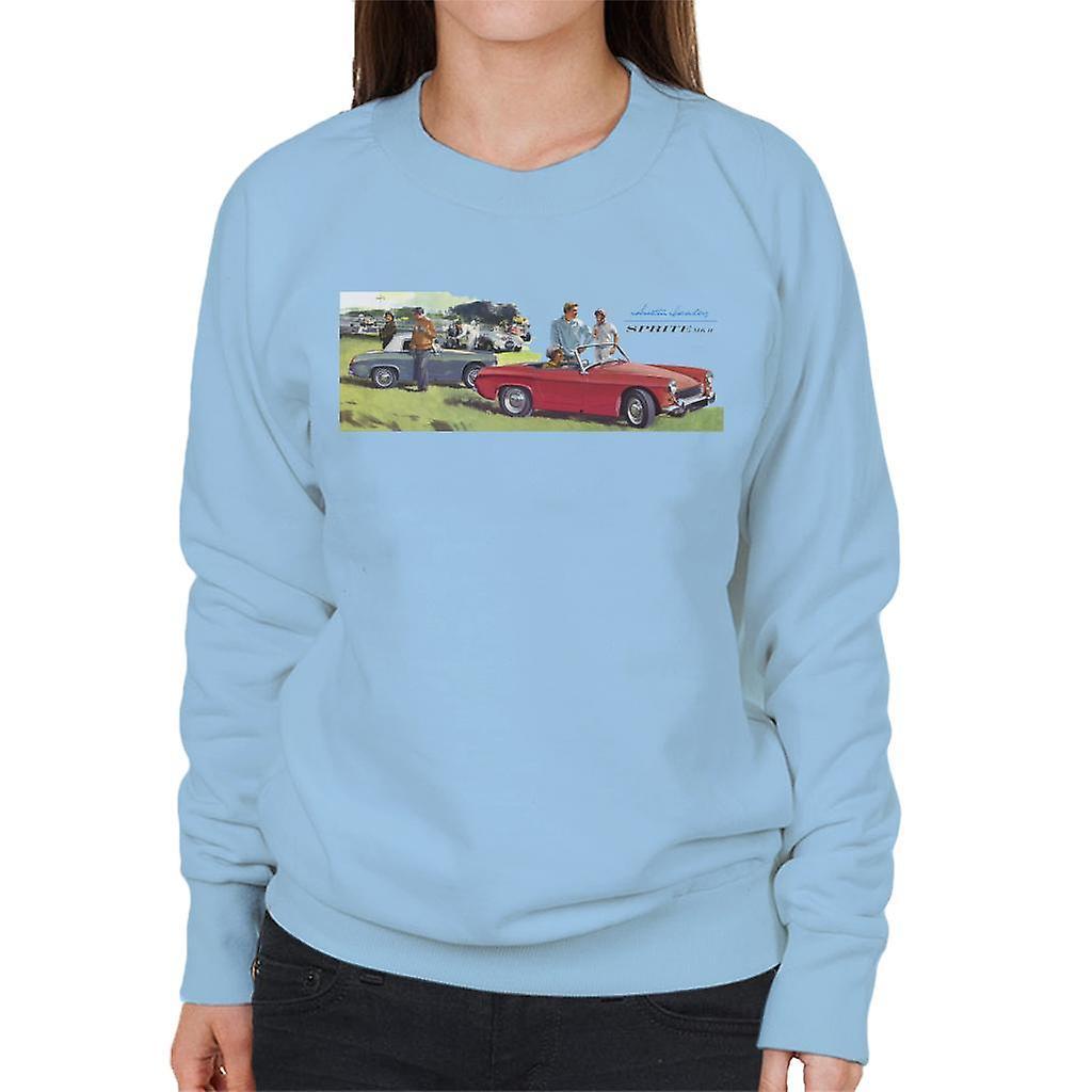 Austin Healey Sprite Mk II Race Day British Motor Heritage Women's Sweatshirt Sky Blue Large