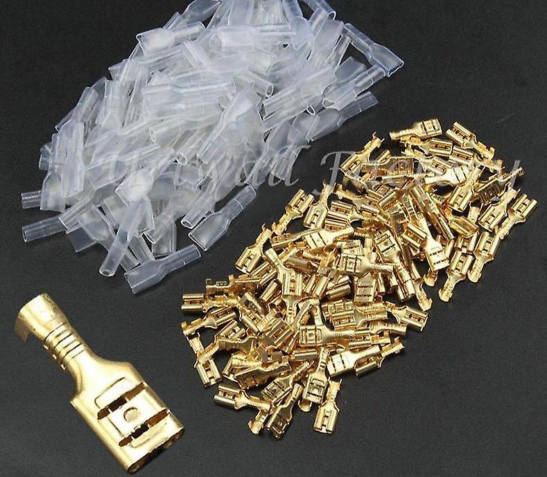 Slowmoose Spade Crimp Terminals, Electrical Insulating Sleeve Wire Wrap Connector 100pcs female 4.8mm 100pcs