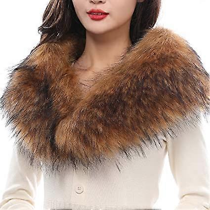 Tinor Women's warm fur scarf with faux fur collar, suitable for cold winter