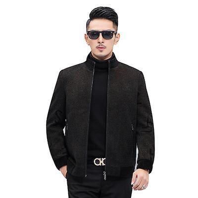 Yesfit Business Casual Chenille Woolen Jacket Stand Collar Zipper Slim Coat, Winter Jacket coffee S