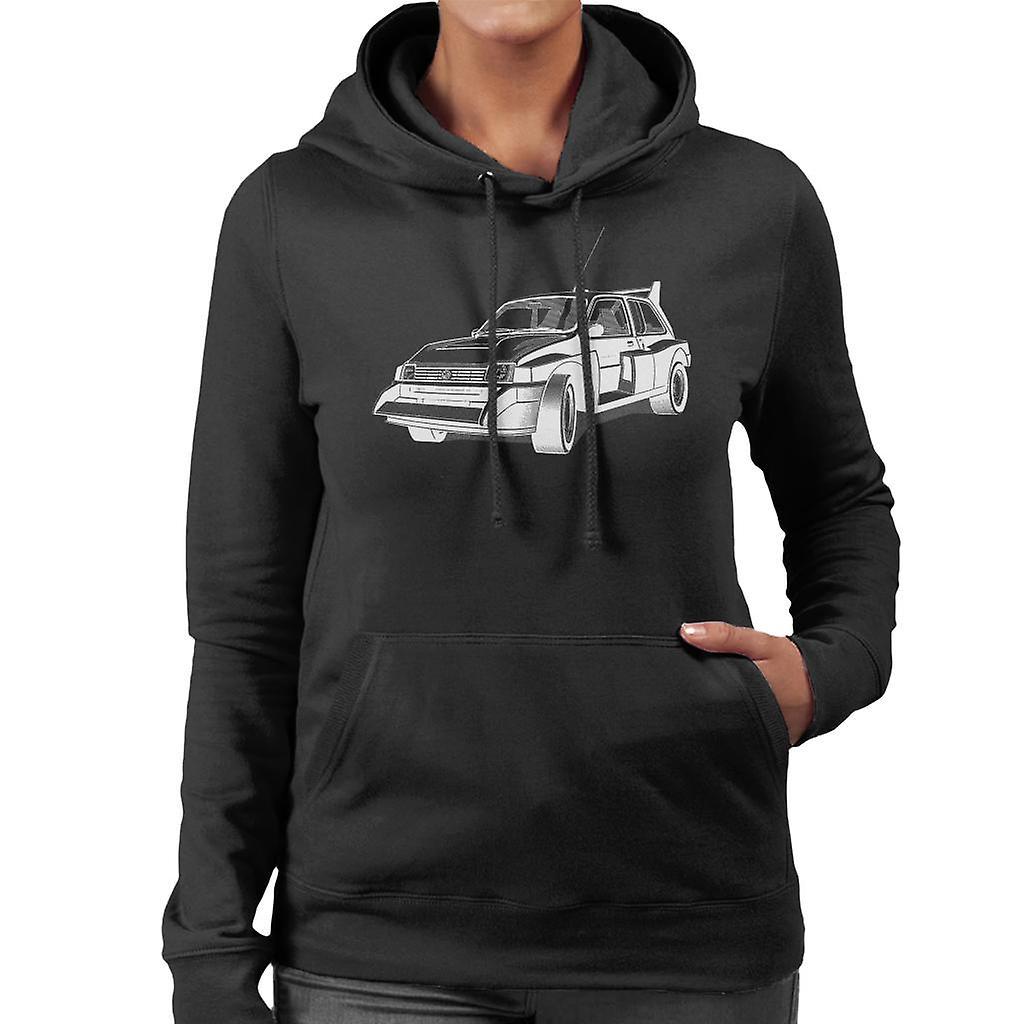 MG Metro 6R4 Black And White British Motor Heritage Women's Hooded Sweatshirt X-Large