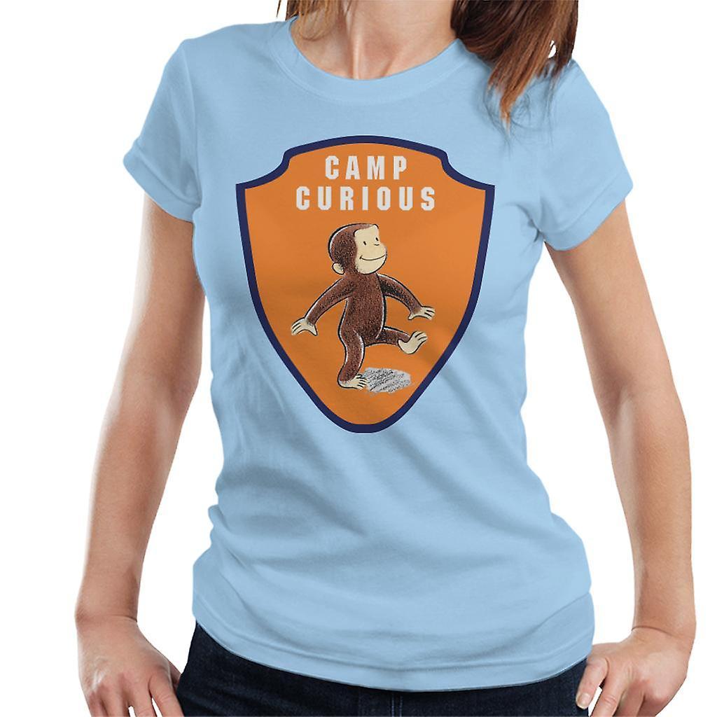 Curious George Camp Badge Women's T-Shirt Sky Blue Large