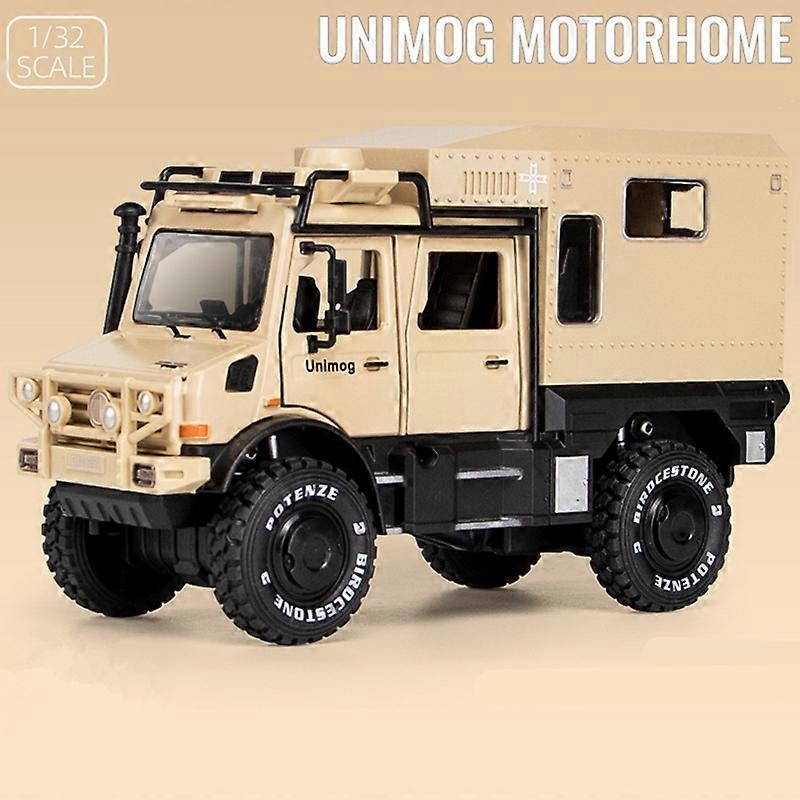 Toy Cars 1/28 UNIMOG U4000 Motorhome Alloy Cross-country Touring Car Model Diecasts Toy Off-road Vehicles Car Model Simulation Kids Gifts Yellow