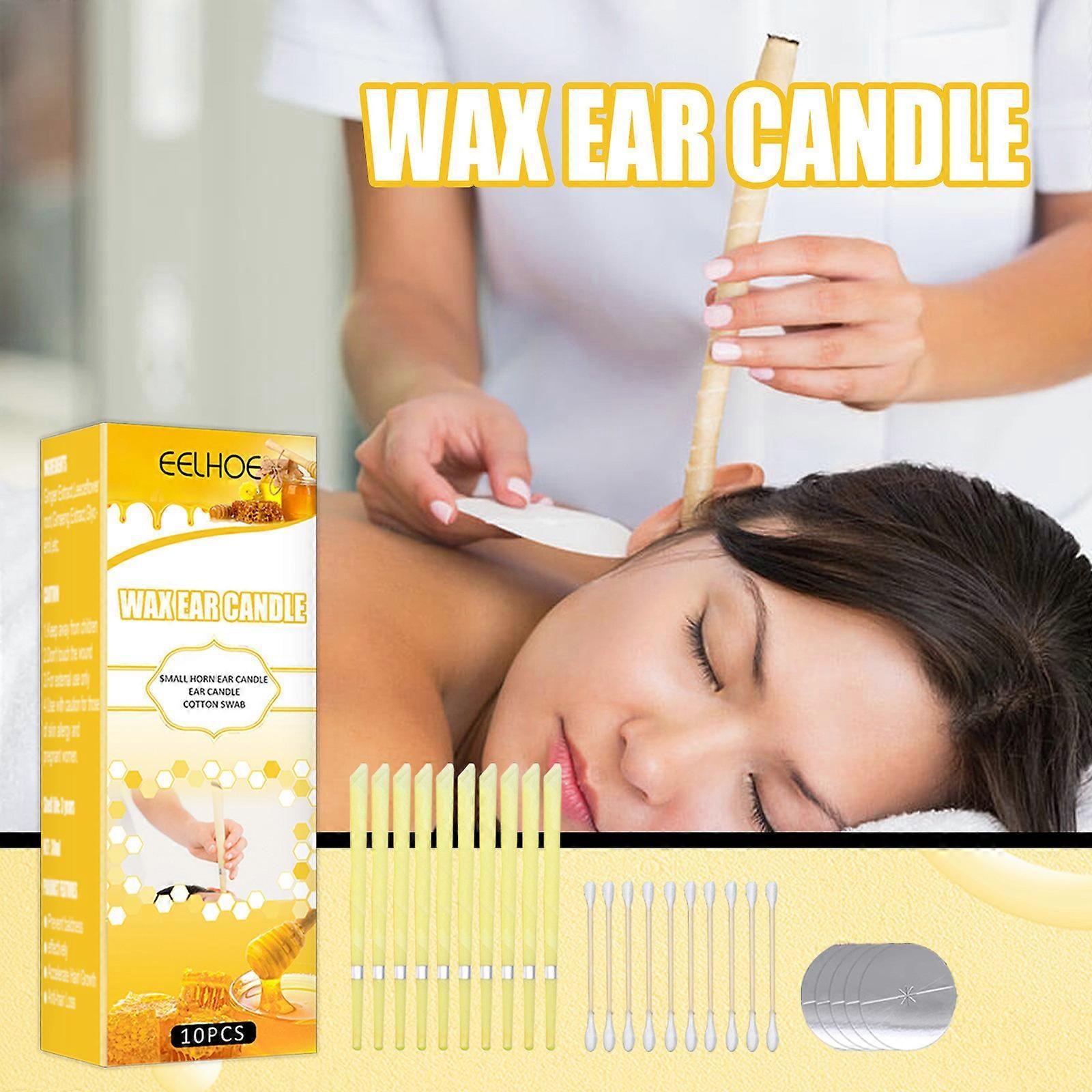 Flye Natural Ear Candles 10 Ear Candles Ear Cleaner Wax Removal Candle Hollow Candle With 5 Protective Discs Multicolor